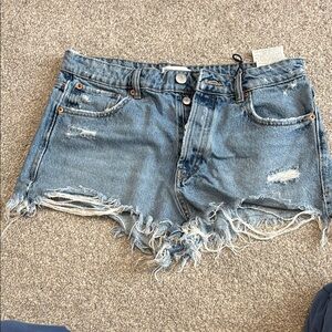 Zara Blue Jean Shorts Distressed Cut-Off Style